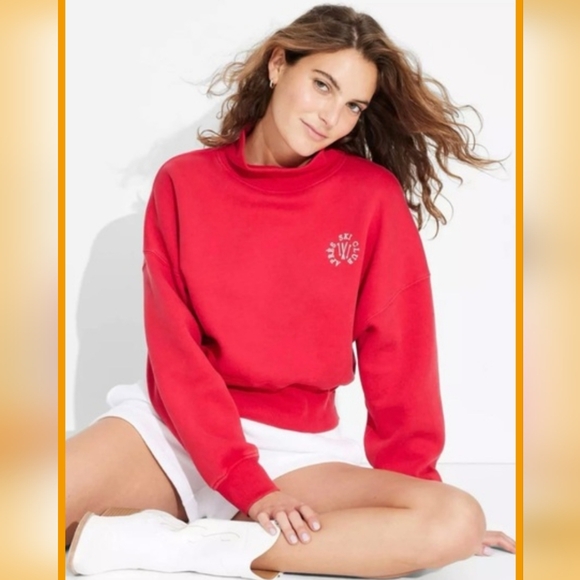 Women's Aprés Ski Club Red Crop Sweatshirt, Small By Wild Fable - Picture 2 of 6